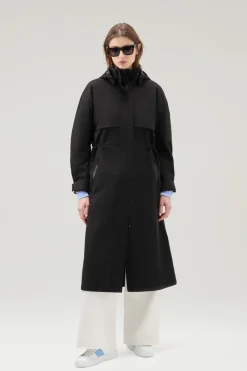 Impermeabili|Parka>Woolrich Parka Impermeabile In Tessuto Light Stretch Con Cappuccio Staccabile Black