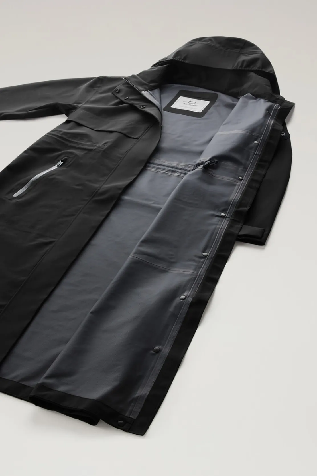 Impermeabili|Parka>Woolrich Parka Impermeabile In Tessuto Light Stretch Con Cappuccio Staccabile Black