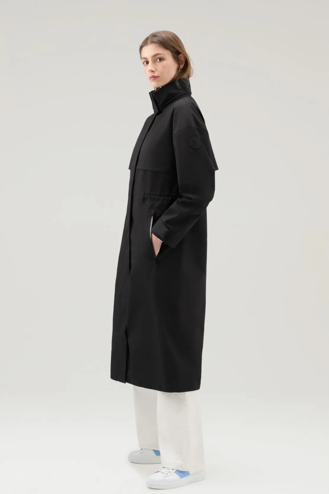 Impermeabili|Parka>Woolrich Parka Impermeabile In Tessuto Light Stretch Con Cappuccio Staccabile Black