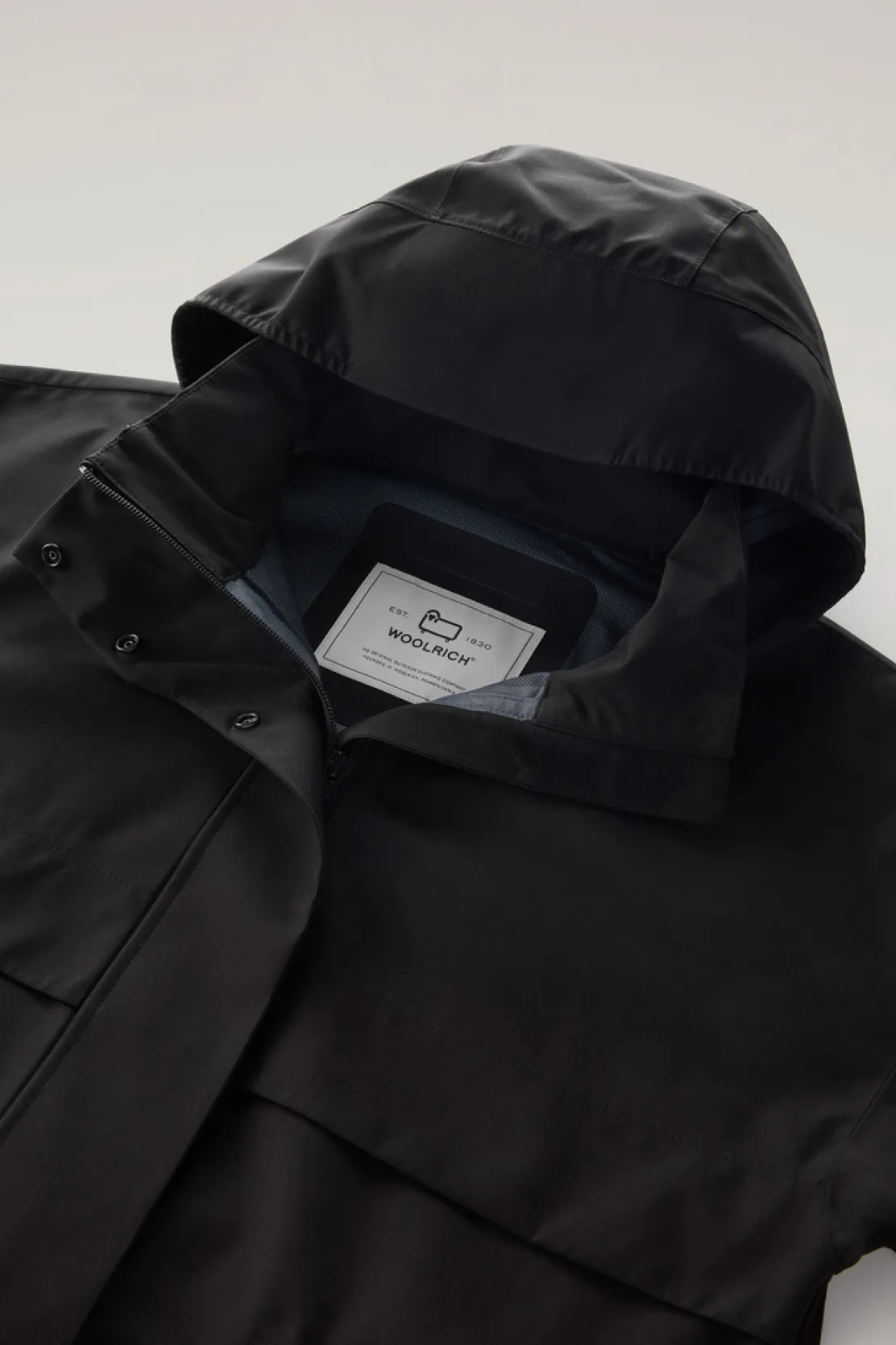 Impermeabili|Parka>Woolrich Parka Impermeabile In Tessuto Light Stretch Con Cappuccio Staccabile Black
