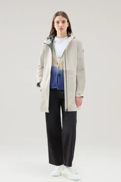 Impermeabili|Parka>Woolrich Parka Leggero Leavitt Impermeabile Con Cappuccio Light Oak