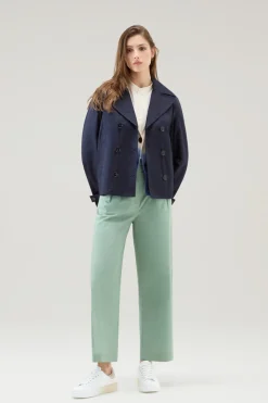 Giacche>Woolrich Peacoat Havice In Best Cotton Melton Blue
