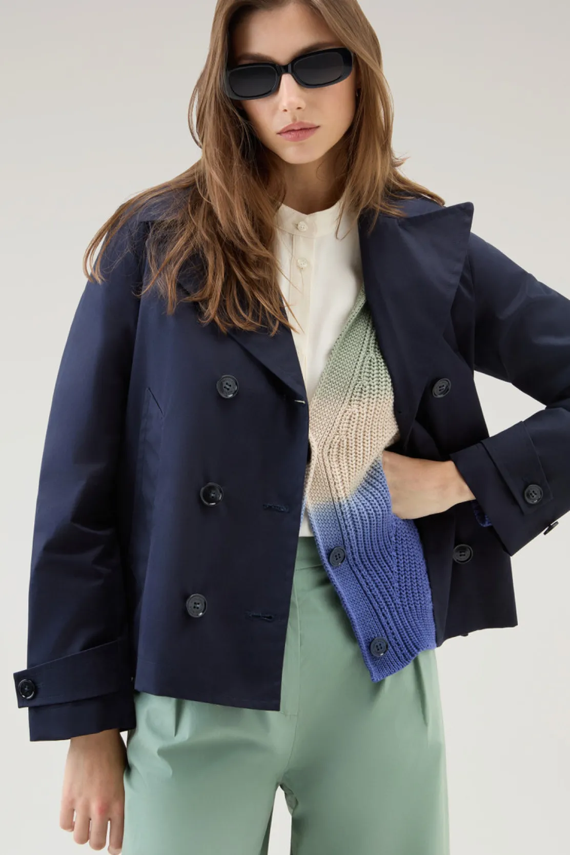 Giacche>Woolrich Peacoat Havice In Best Cotton Melton Blue