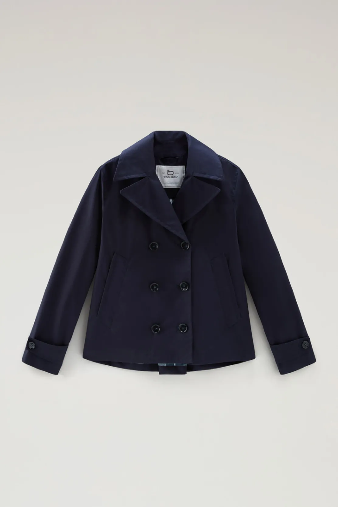 Giacche>Woolrich Peacoat Havice In Best Cotton Melton Blue