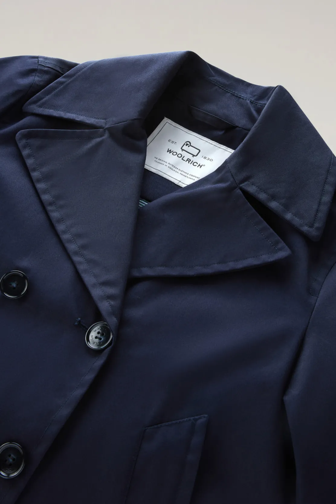 Giacche>Woolrich Peacoat Havice In Best Cotton Melton Blue
