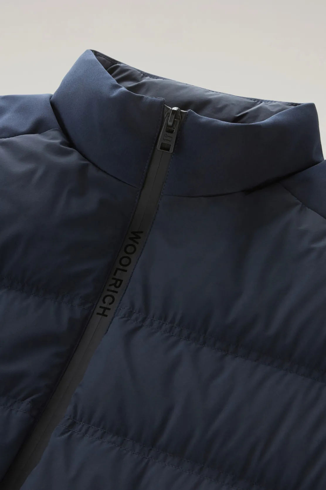 Piumini|Giacche>Woolrich Piumino Bering In Nylon Elasticizzato Melton Blue