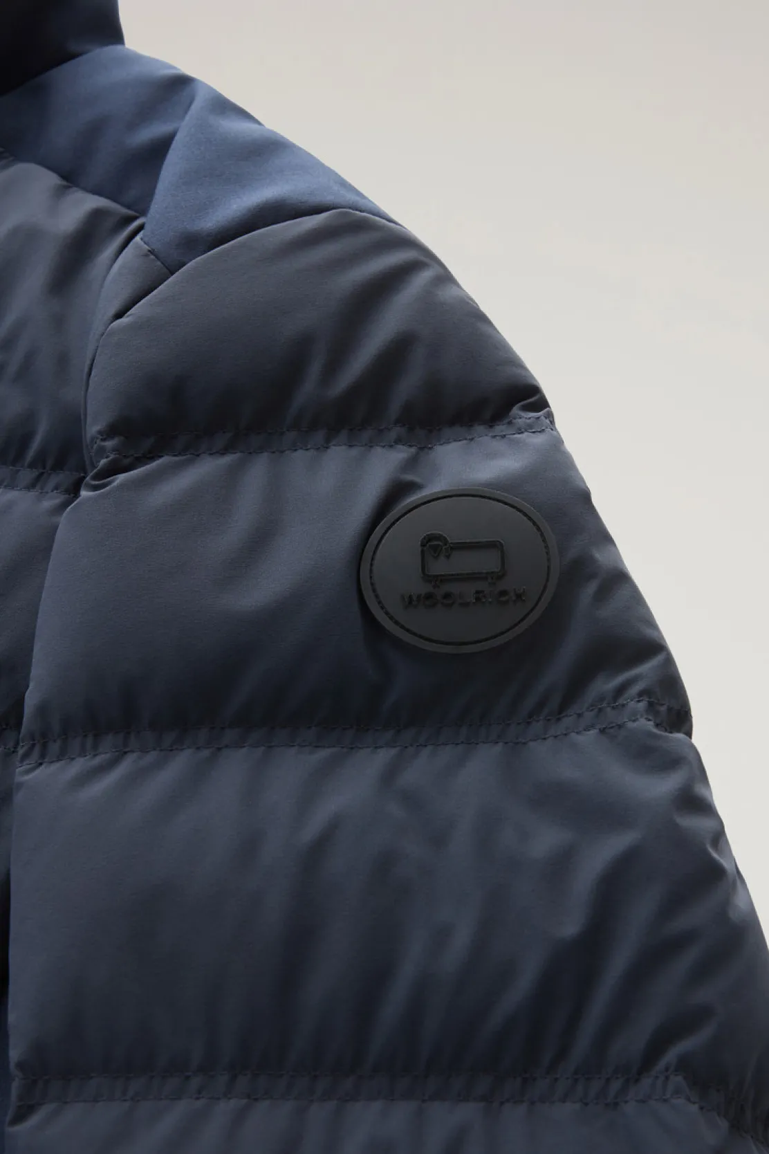 Piumini|Giacche>Woolrich Piumino Bering In Nylon Elasticizzato Melton Blue