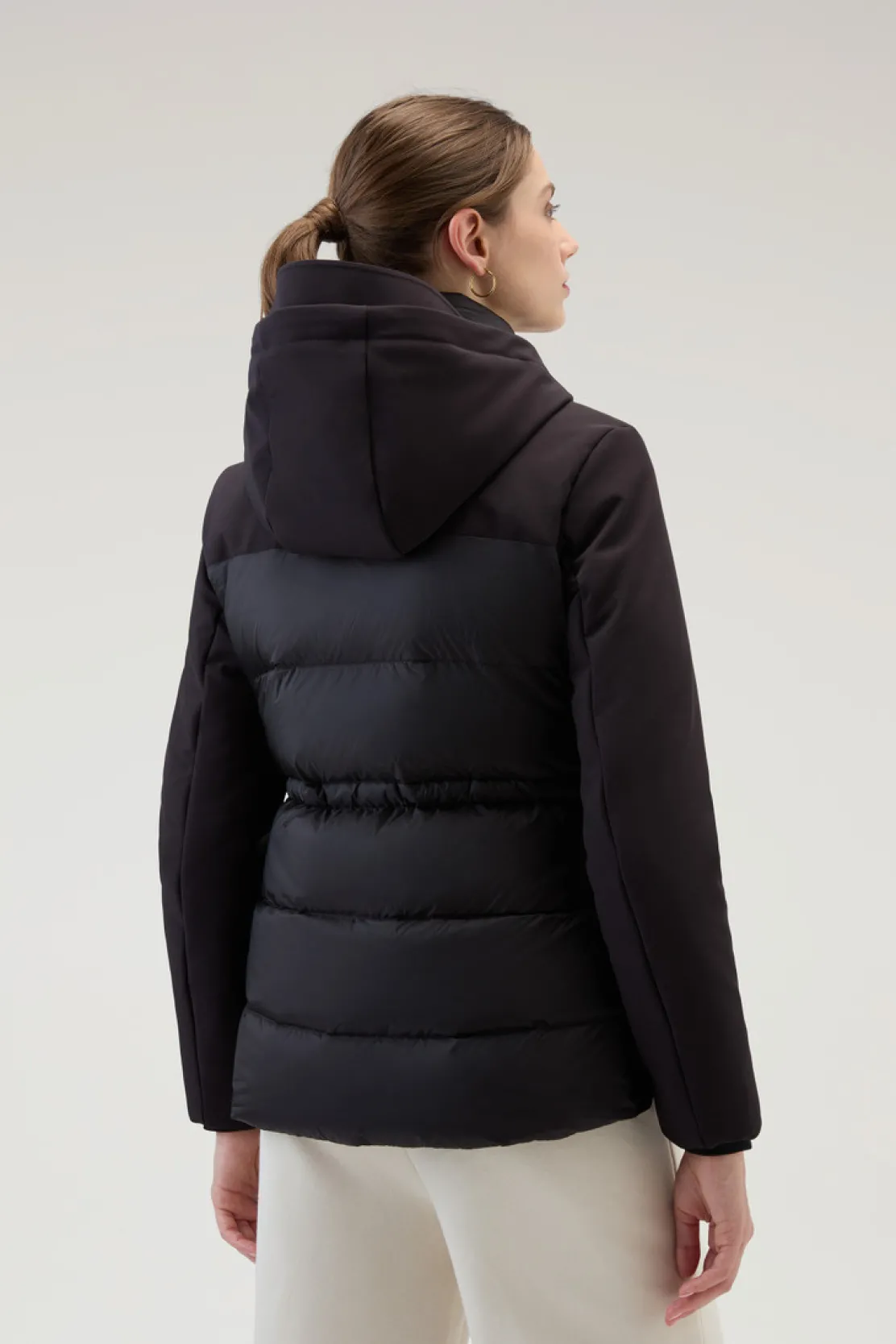 Impermeabili|Giacche>Woolrich Piumino Ibrido In Tech Softshell Con Cappuccio Black