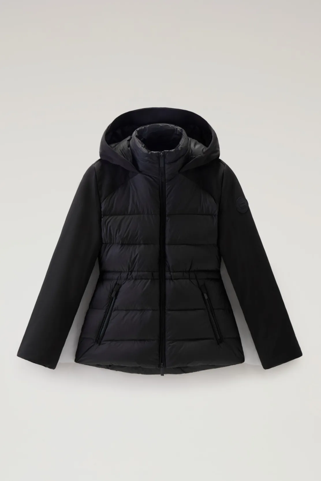 Impermeabili|Giacche>Woolrich Piumino Ibrido In Tech Softshell Con Cappuccio Black