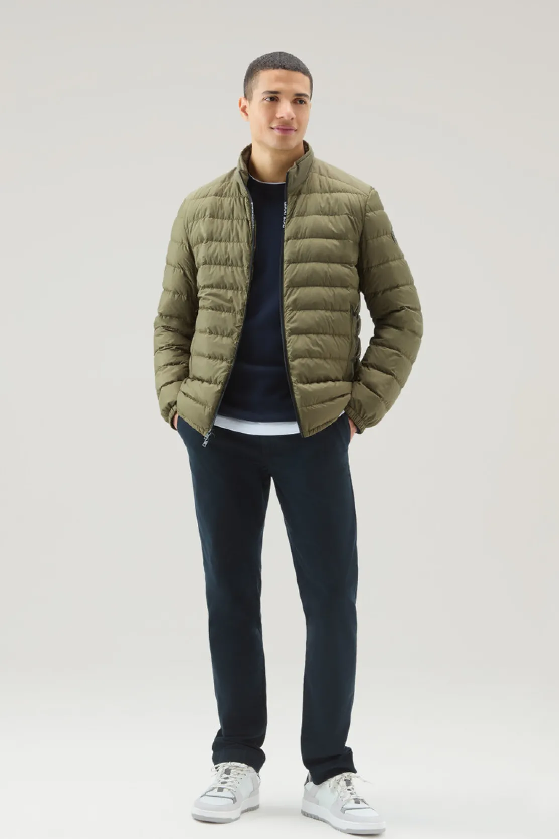 Piumini leggeri>Woolrich Piumino Ibrido Leggero Bering Tech In Microfibra Lake Olive