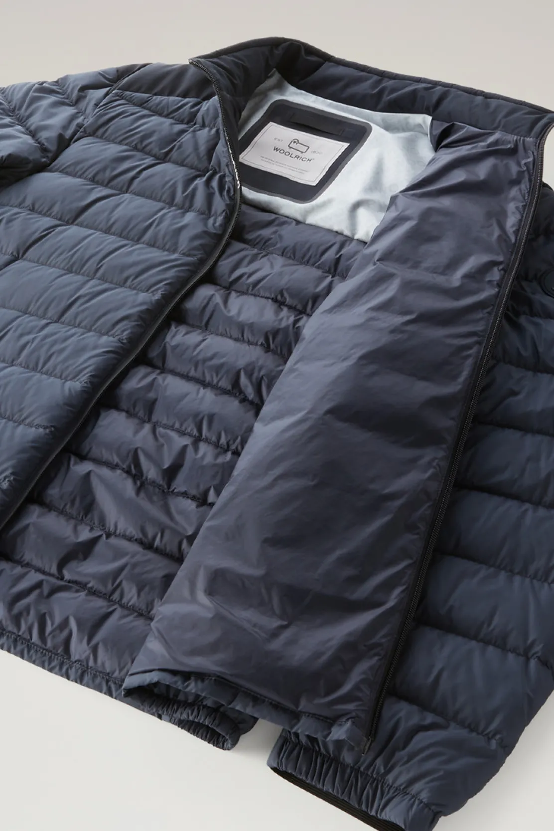 Piumini leggeri>Woolrich Piumino Ibrido Leggero Bering Tech In Microfibra Melton Blue