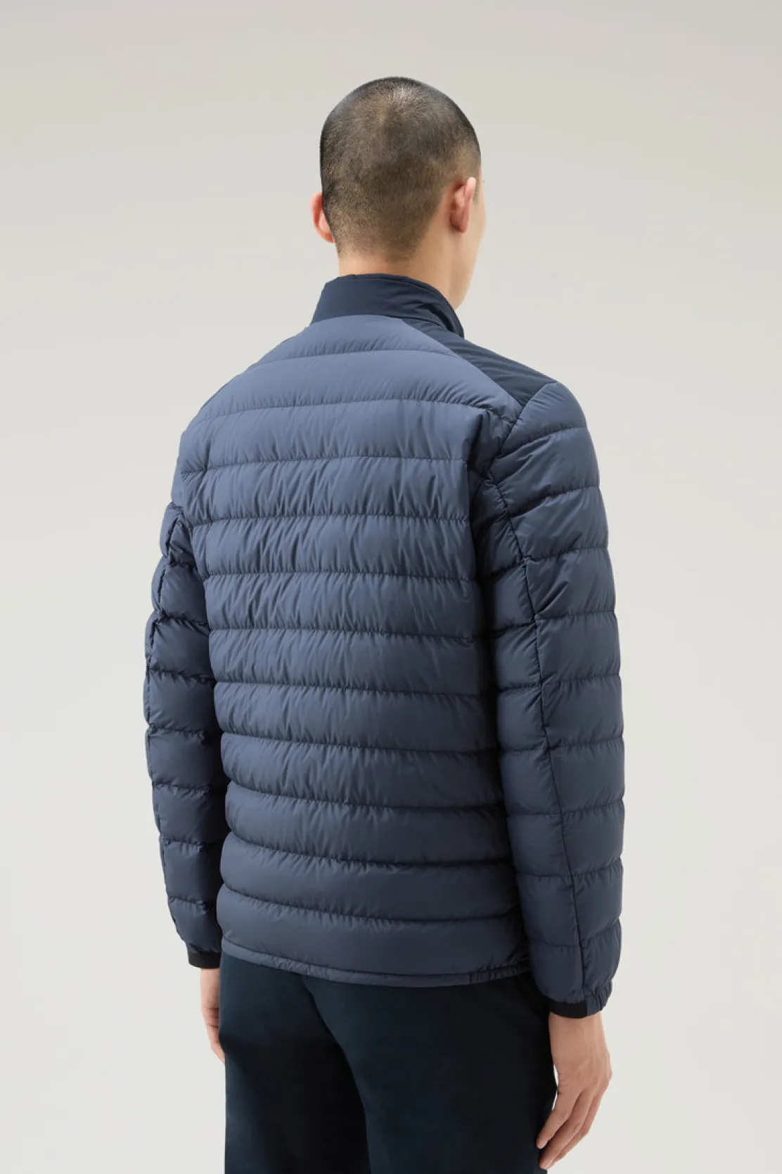 Piumini leggeri>Woolrich Piumino Ibrido Leggero Bering Tech In Microfibra Melton Blue