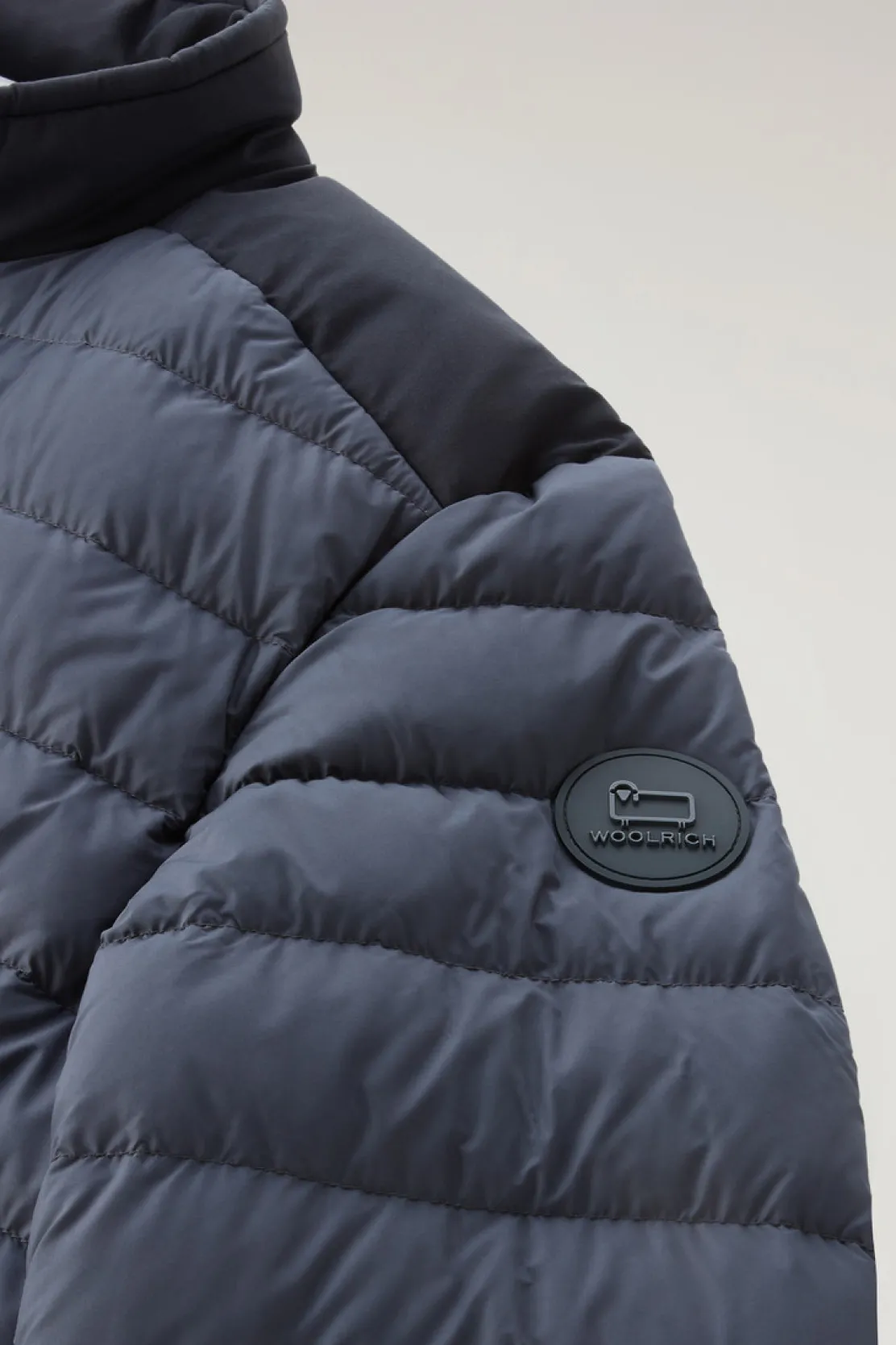 Piumini leggeri>Woolrich Piumino Ibrido Leggero Bering Tech In Microfibra Melton Blue