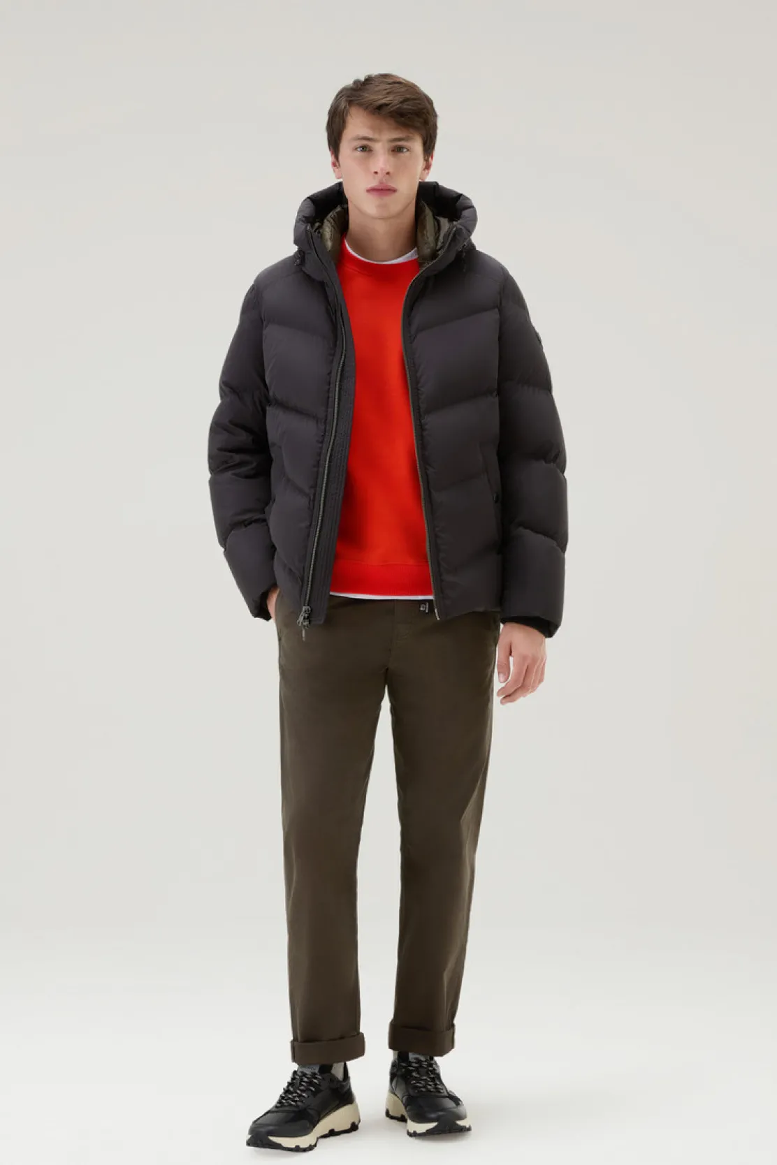 Piumini|Giacche>Woolrich Piumino Premium In Nylon Elasticizzato Black