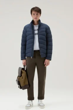 Piumini|Giacche>Woolrich Piumino Sundance Trapuntato In Microfibra Melton Blue