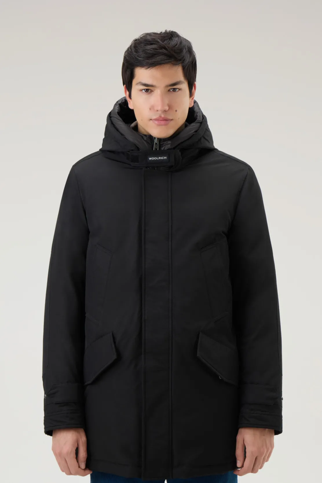 Parka>Woolrich Polar Parka In Ramar Cloth Con Collo Alto Black