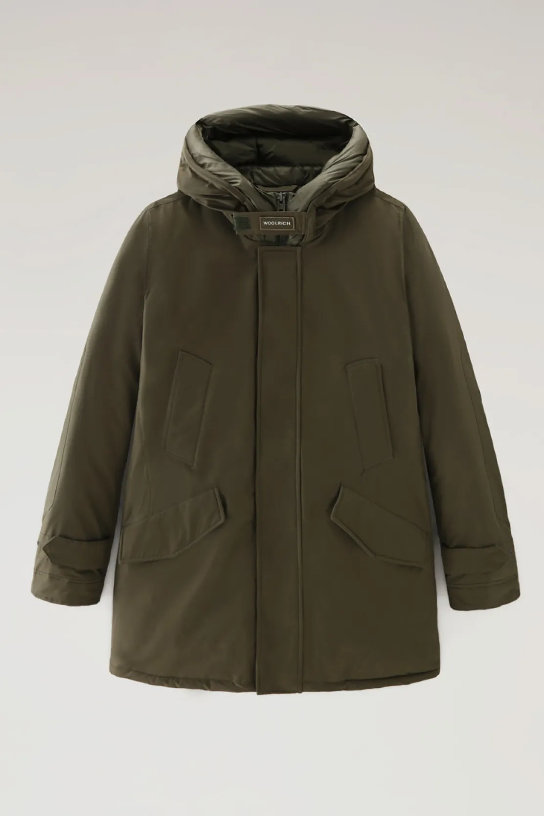 Parka>Woolrich Polar Parka In Ramar Cloth Con Collo Alto Dark Green