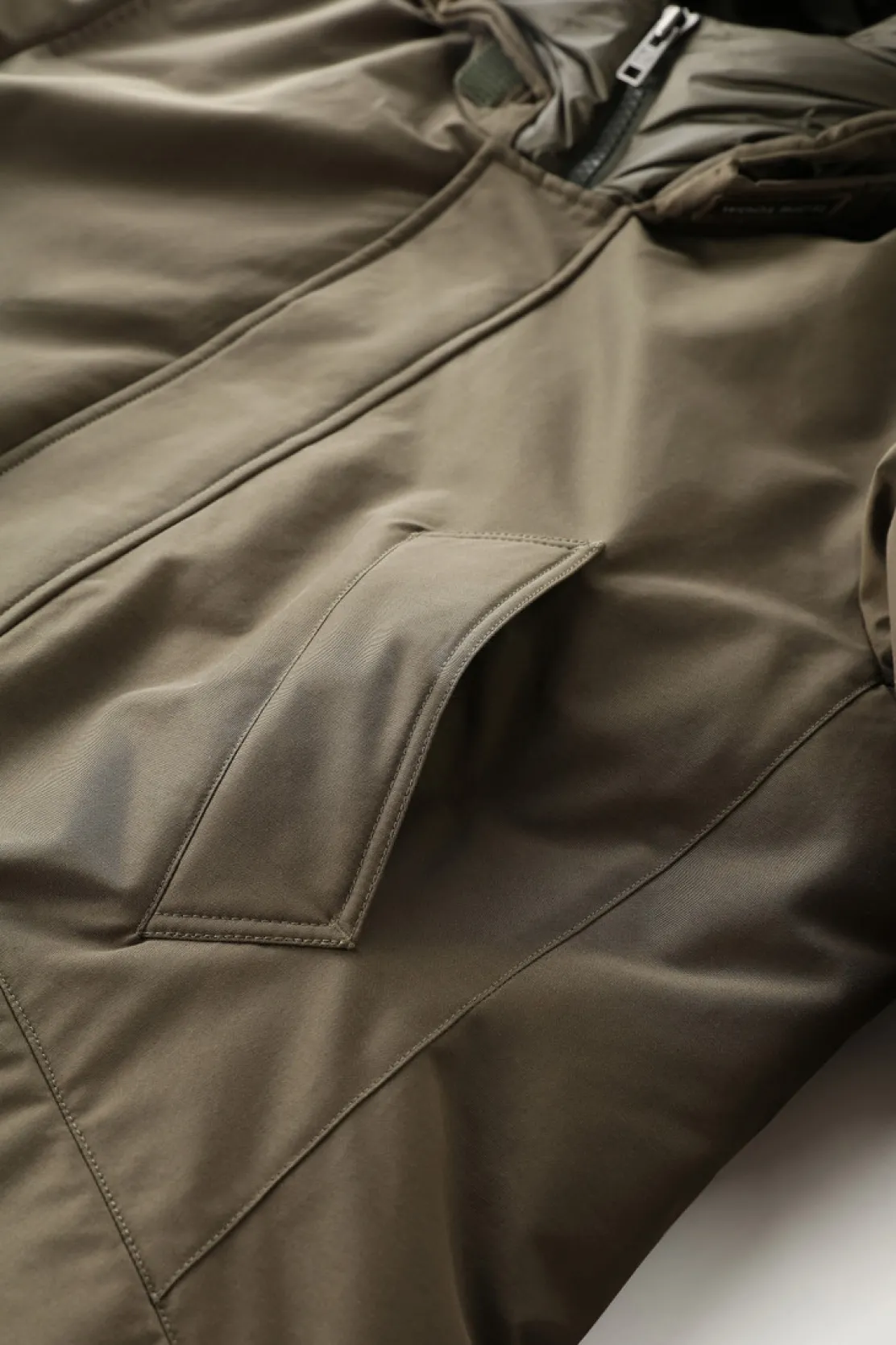 Parka>Woolrich Polar Parka In Ramar Cloth Con Collo Alto Dark Green