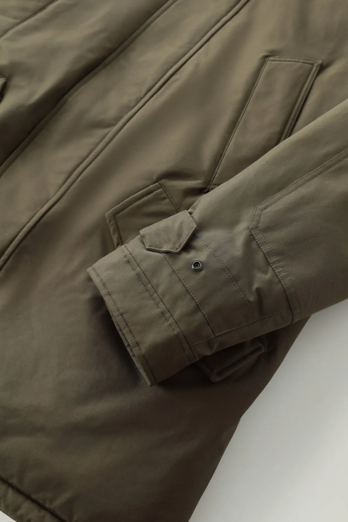 Parka>Woolrich Polar Parka In Ramar Cloth Con Collo Alto Dark Green