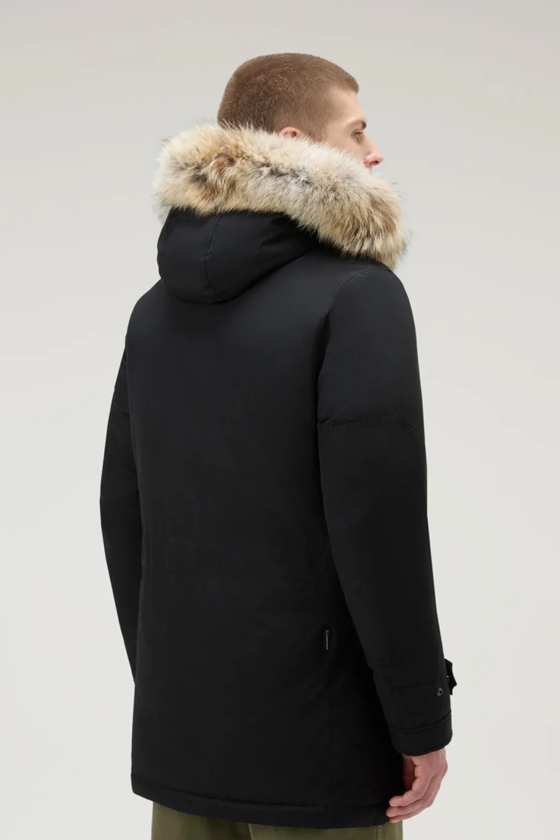 Parka>Woolrich Polar Parka In Ramar Cloth Con Collo Alto E Bordo In Pelliccia Black