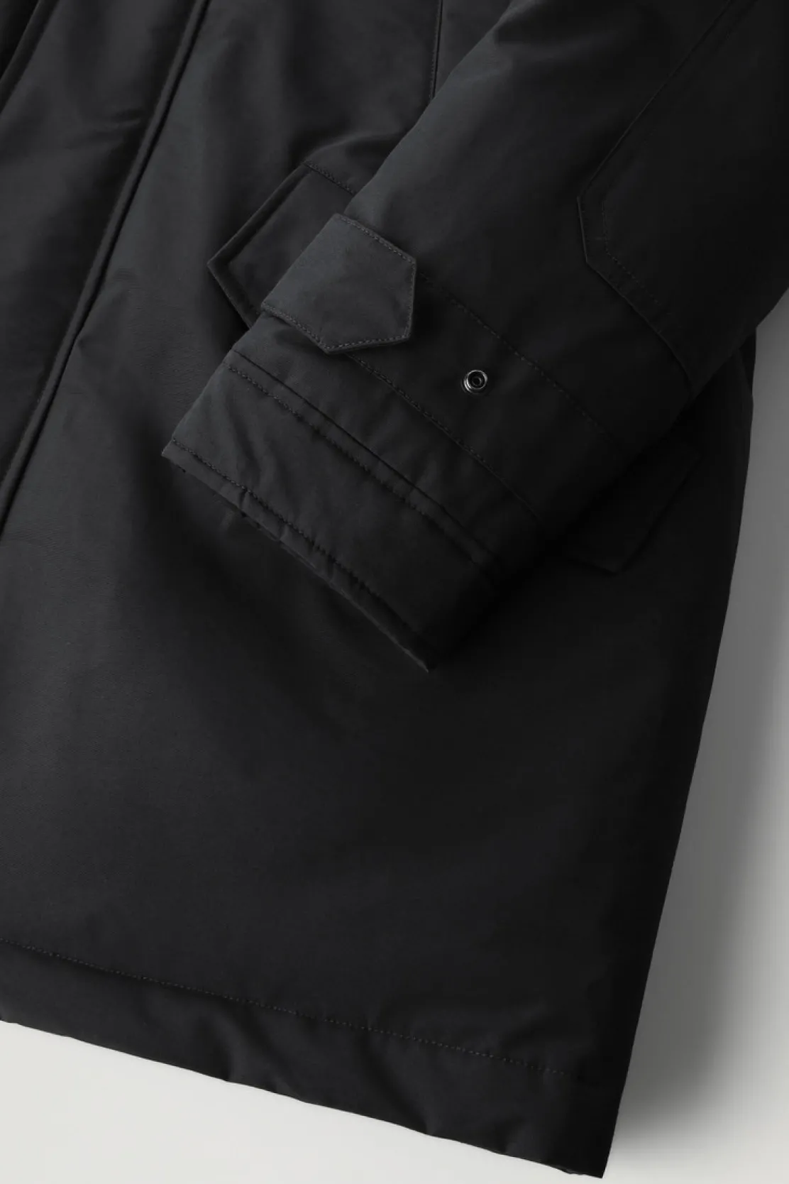 Parka>Woolrich Polar Parka In Ramar Cloth Con Collo Alto E Bordo In Pelliccia Black