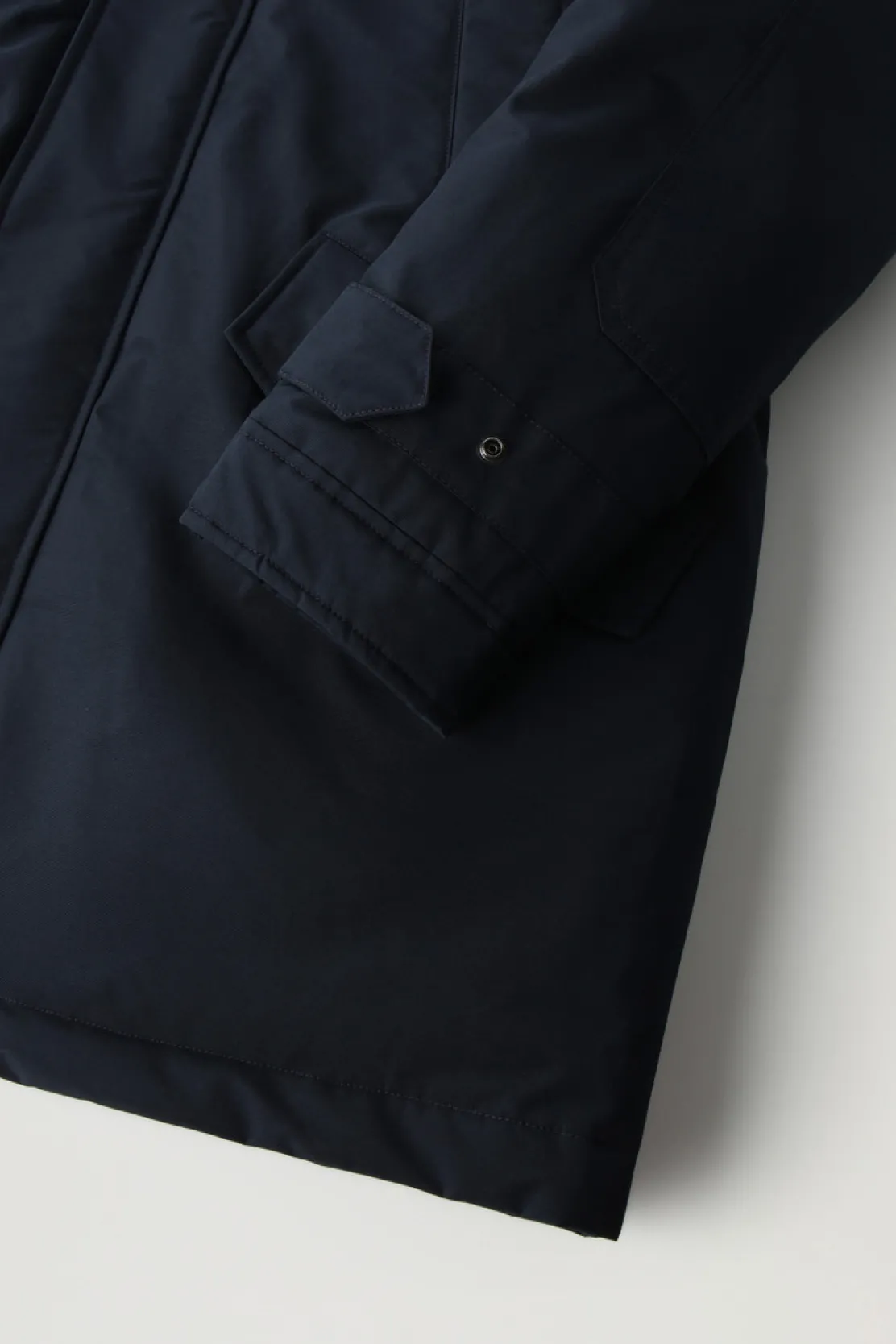 Parka>Woolrich Polar Parka In Ramar Cloth Con Collo Alto E Bordo In Pelliccia Melton Blue
