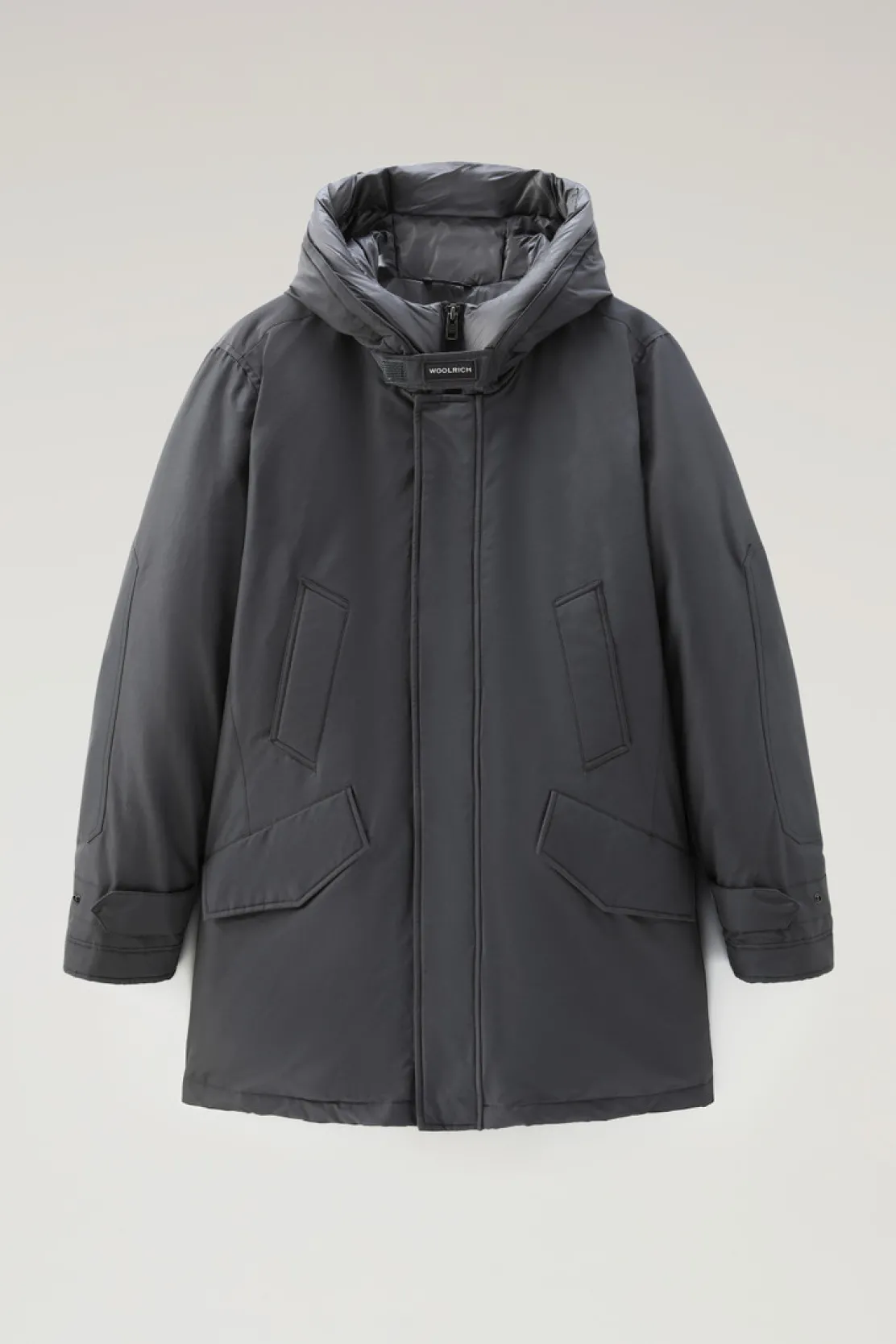 Parka>Woolrich Polar Parka In Ramar Cloth Con Collo Alto Grey Shadow