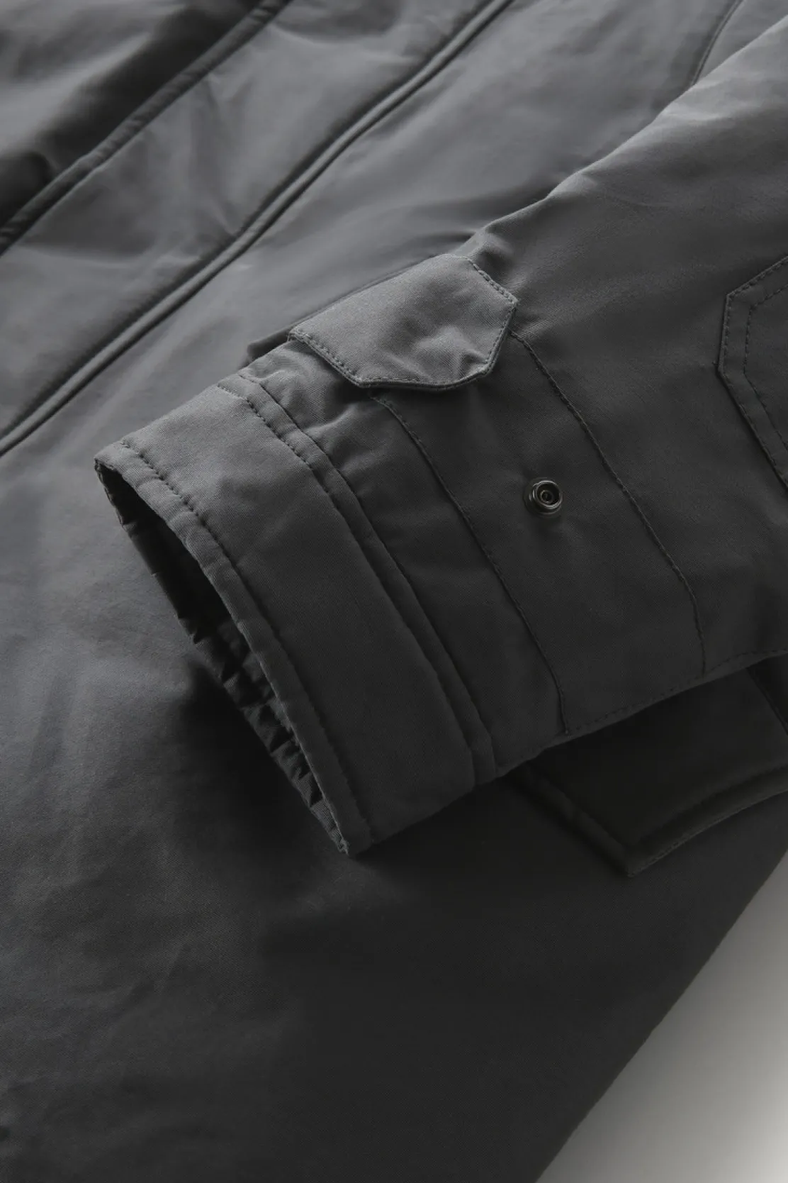 Parka>Woolrich Polar Parka In Ramar Cloth Con Collo Alto Grey Shadow