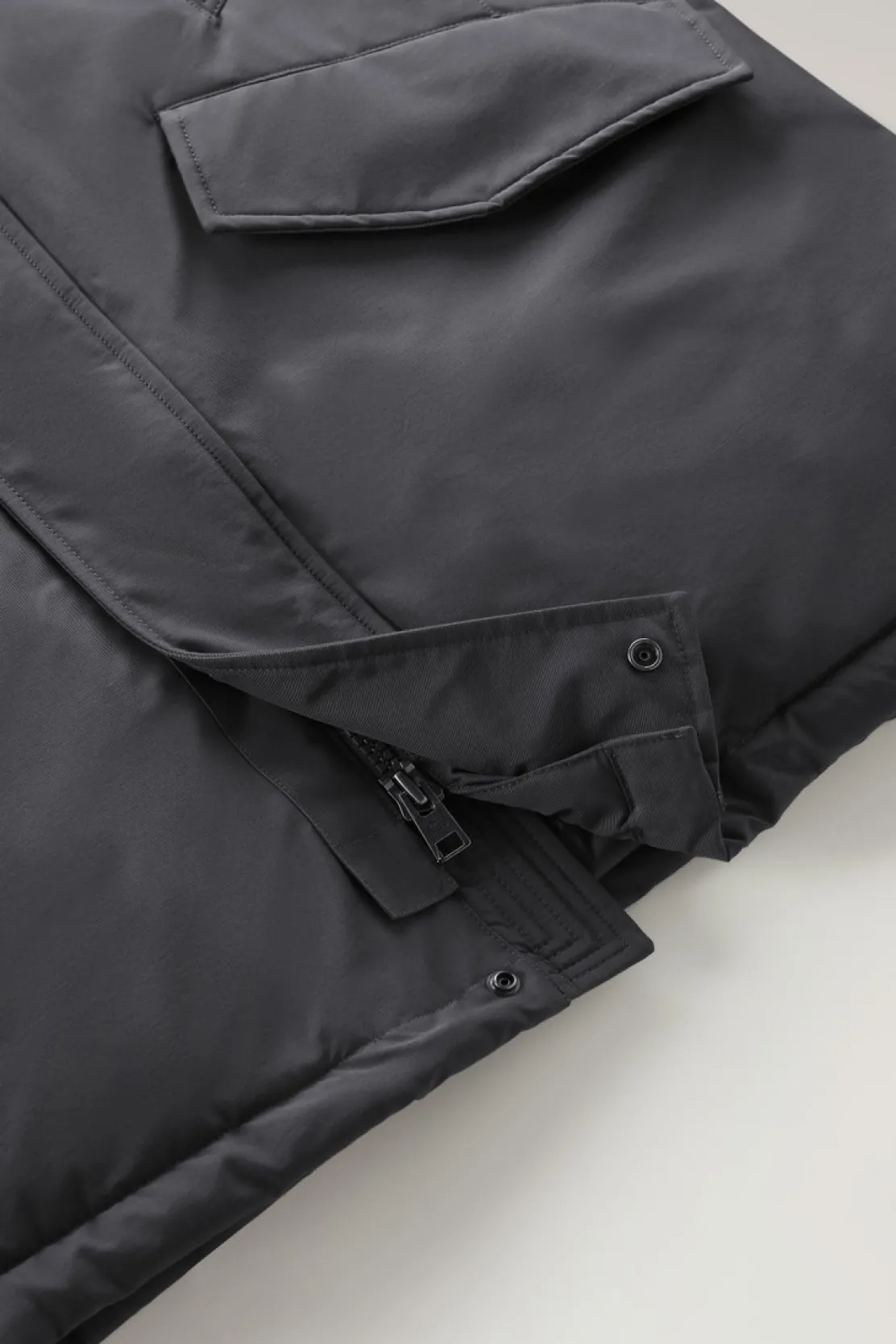 Parka>Woolrich Polar Parka In Ramar Cloth Con Collo Alto Grey Shadow