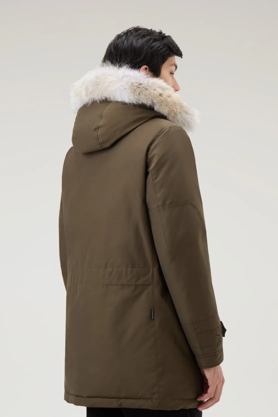 Parka>Woolrich Polar Parka In Ramar Cloth Con Collo Alto E Bordo In Pelliccia Dark Green