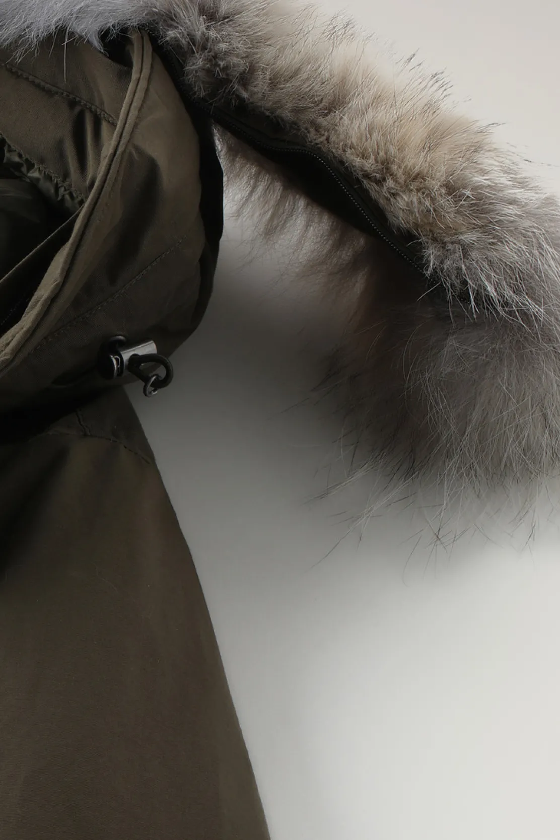 Parka>Woolrich Polar Parka In Ramar Cloth Con Collo Alto E Bordo In Pelliccia Dark Green