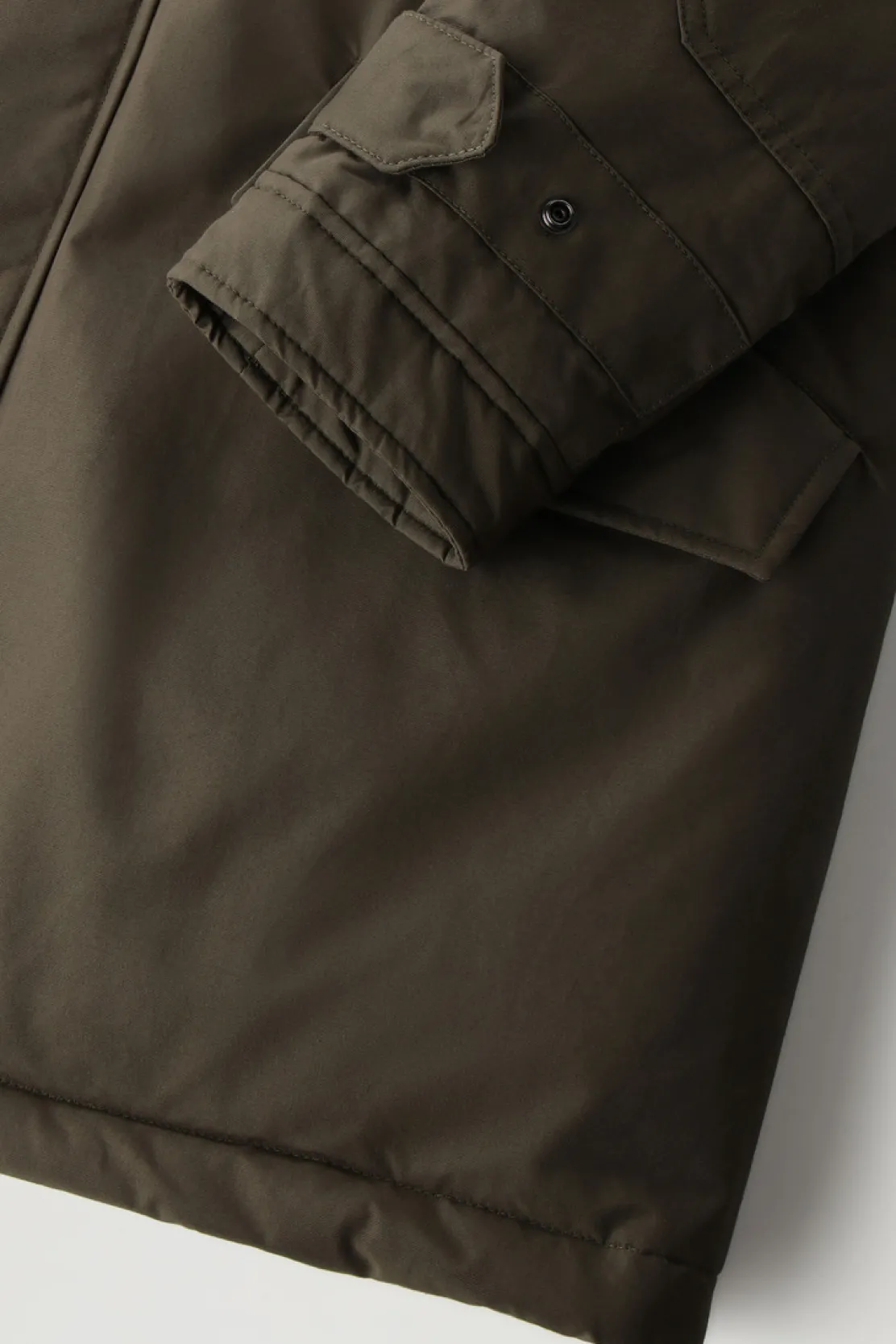 Parka>Woolrich Polar Parka In Ramar Cloth Con Collo Alto E Bordo In Pelliccia Dark Green