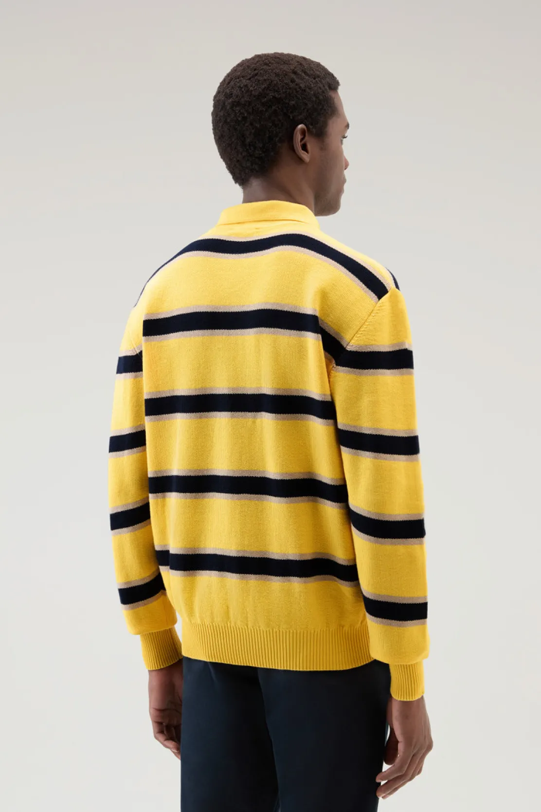 Maglieria>Woolrich Polo In Maglia A Maniche Lunghe Light Golden Glow Stripe