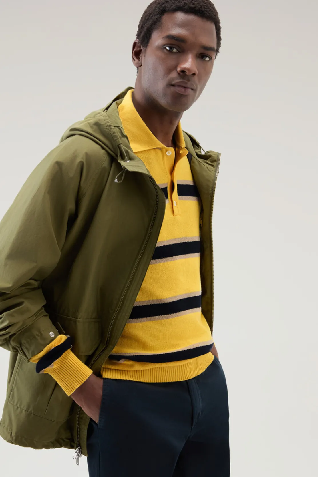 Maglieria>Woolrich Polo In Maglia A Maniche Lunghe Light Golden Glow Stripe