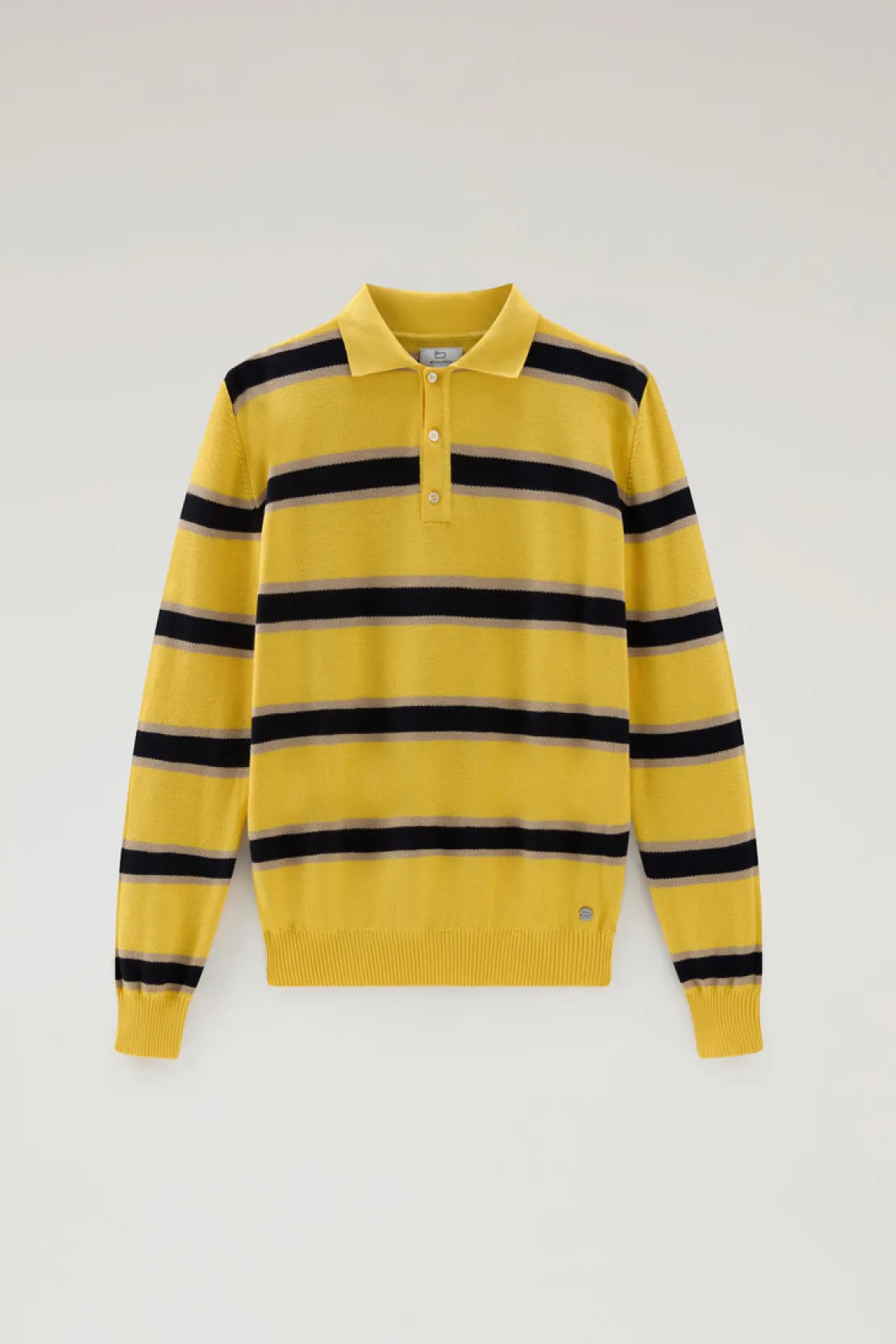 Maglieria>Woolrich Polo In Maglia A Maniche Lunghe Light Golden Glow Stripe
