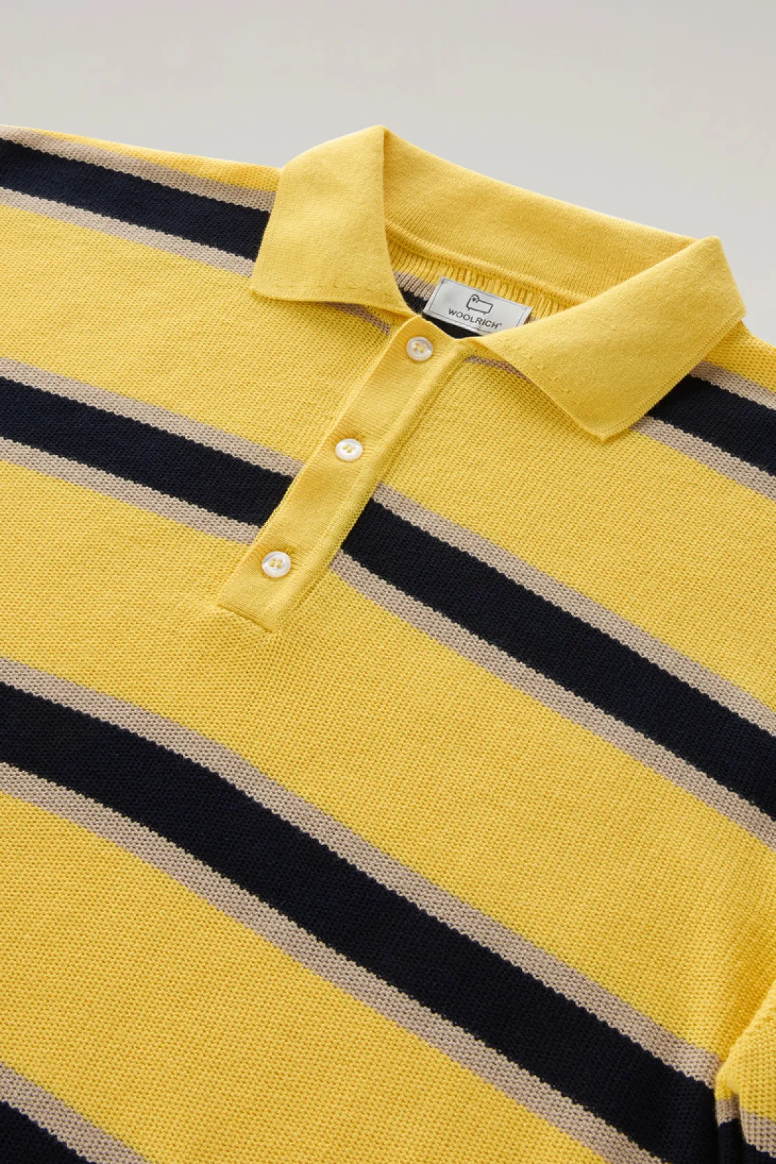 Maglieria>Woolrich Polo In Maglia A Maniche Lunghe Light Golden Glow Stripe