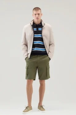 Maglieria>Woolrich Polo In Maglia A Maniche Lunghe Melton Blue Stripe