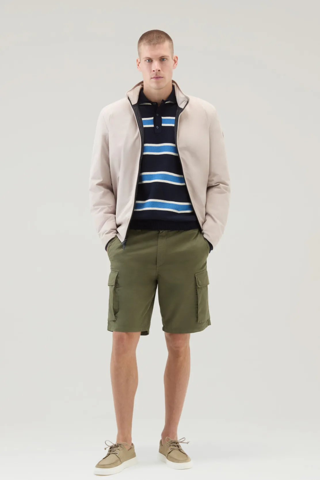 Maglieria>Woolrich Polo In Maglia A Maniche Lunghe Melton Blue Stripe