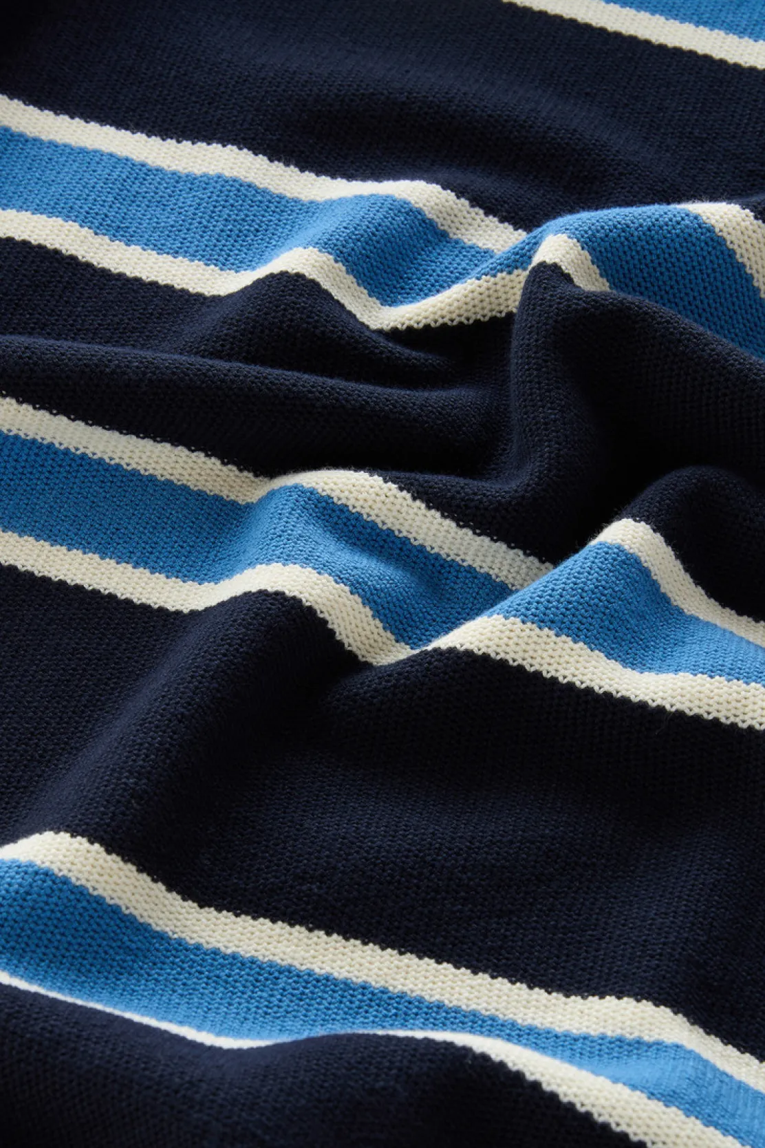 Maglieria>Woolrich Polo In Maglia A Maniche Lunghe Melton Blue Stripe