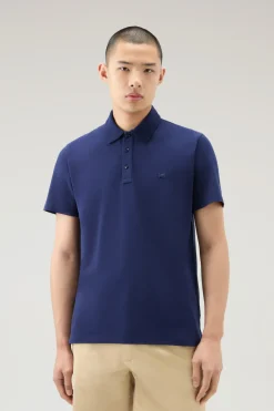 Polo>Woolrich Polo In Piquet Di Puro Cotone Maritime Blue