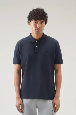 Polo>Woolrich Polo In Piquet Di Puro Cotone Melton Blue
