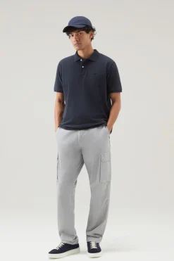 Polo>Woolrich Polo In Piquet Di Puro Cotone Melton Blue