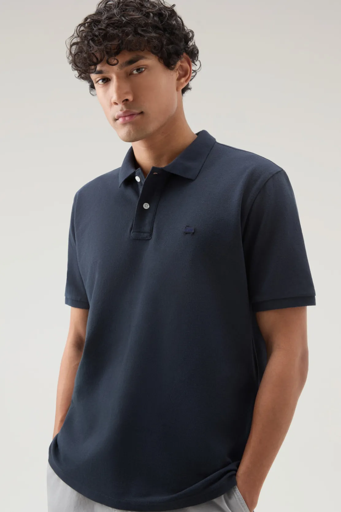 Polo>Woolrich Polo In Piquet Di Puro Cotone Melton Blue