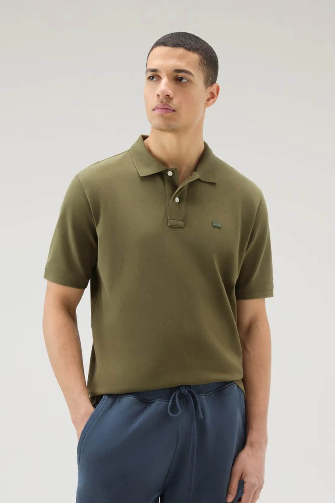 Polo>Woolrich Polo In Piquet Di Puro Cotone Lake Olive