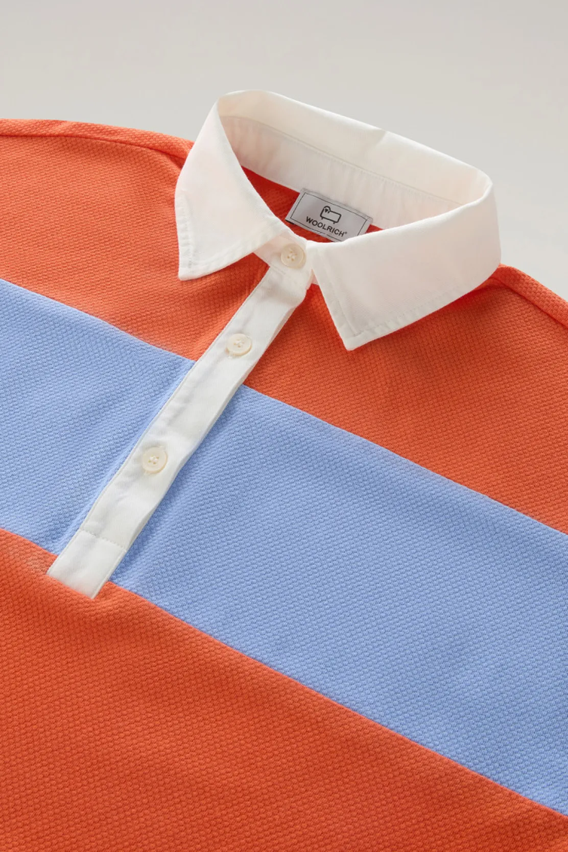 T-shirt e polo>Woolrich Polo In Piquet Di Puro Cotone A Righe Sea Breeze Stripe