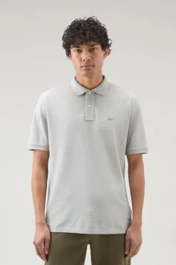 Polo>Woolrich Polo In Piquet Di Puro Cotone Light Grey Melange