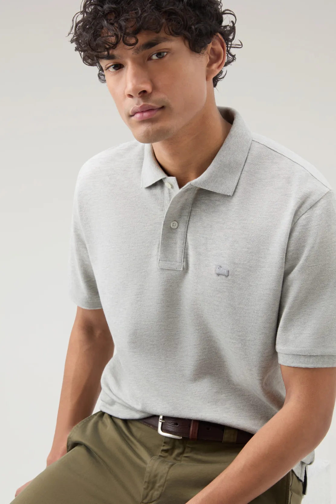 Polo>Woolrich Polo In Piquet Di Puro Cotone Light Grey Melange