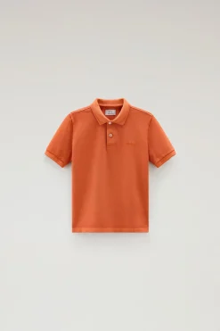 Abbigliamento>Woolrich Polo Mackinack Da Bambino Tinta In Capo In Cotone Elasticizzato Koi