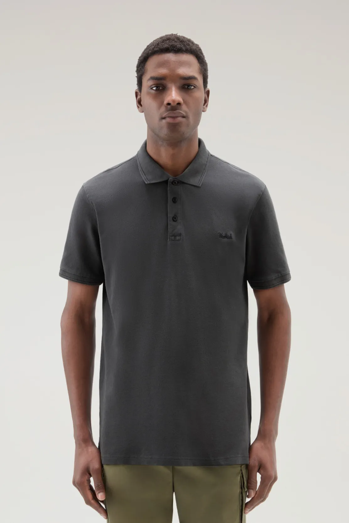 Polo>Woolrich Polo Mackinack Tinta In Capo In Piqué Di Cotone Elasticizzato Black