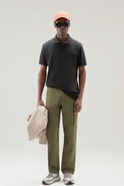 Polo>Woolrich Polo Mackinack Tinta In Capo In Piqu&eacute; Di Cotone Elasticizzato Black